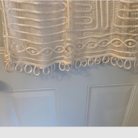 Cream Lace Overlay Dress Lined Boho Chic Size S Crochet Look Looped Hem - Picture 4 of 8